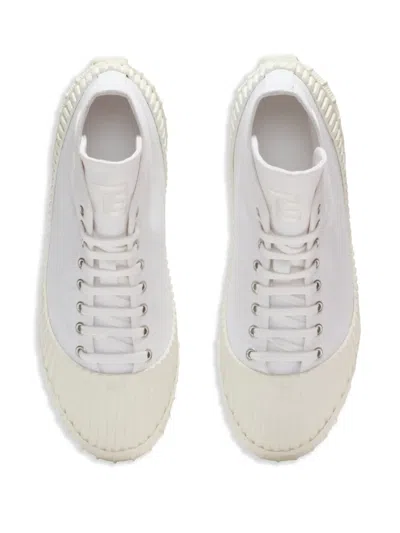 Balmain Riff Low Canvas Sneakers In White