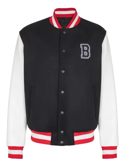 Balmain Wool And Eco-leather Varsity Jacket With Patch