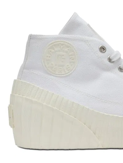 Balmain Riff Low Canvas Sneakers In White