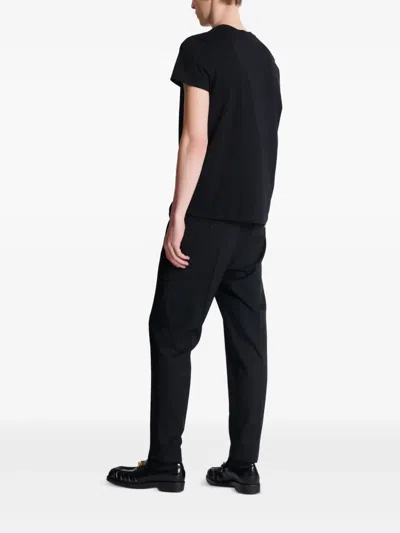 Balmain Black Crewneck T-shirt With Logo Print On The Front In Cotton Man