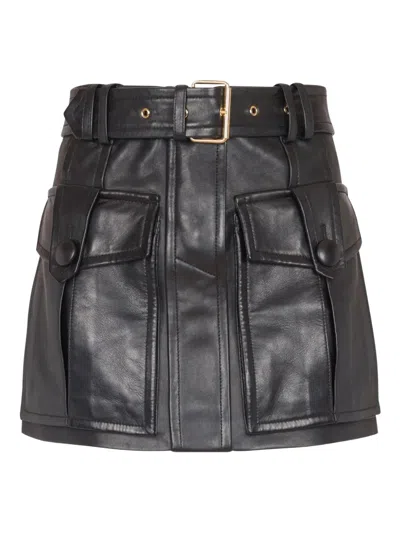 Balmain Lambskin Belted Mini Skirt