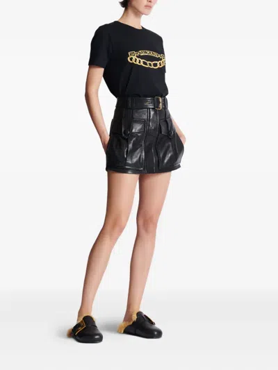 Balmain Lambskin Belted Mini Skirt