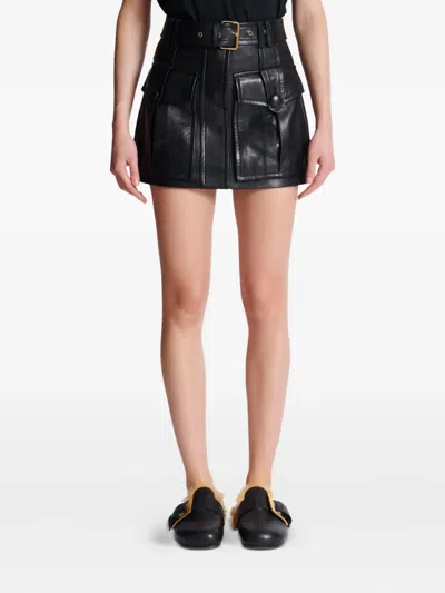 Balmain Lambskin Belted Mini Skirt