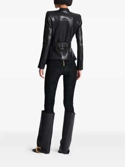 Balmain Belted Buttoned Blazer Pockets In Black