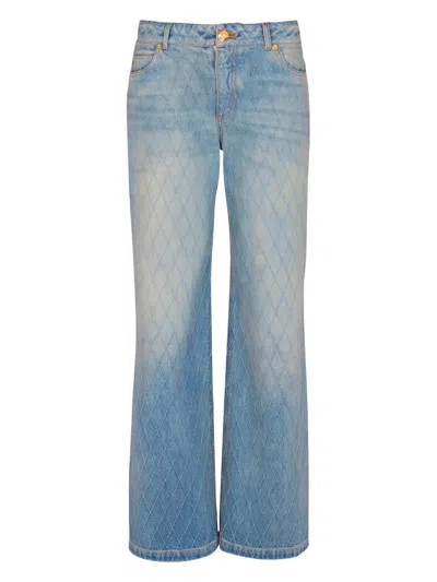 Balmain Diamond Denim Straight-fit Jeans In Animal Print