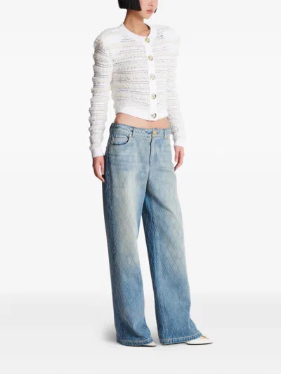 Balmain Diamond Denim Straight-fit Jeans In Animal Print