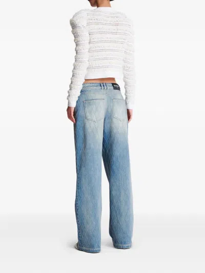 Balmain Diamond Denim Straight-fit Jeans In Animal Print