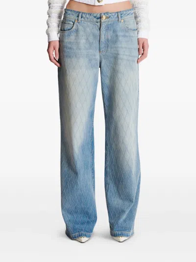 Balmain Diamond Denim Straight-fit Jeans In Animal Print