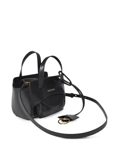 Hidesins Structured Leather Shoulder Bag Flap Design In Black