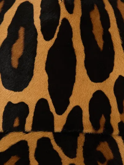 Balmain Ponyskin-style Leather Cap With Leopard Pattern