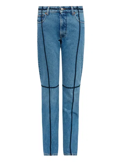 Mm6 Maison Margiela Mm6 By Maison Margiela Flared Blue Jeans With Contrasting Stitching