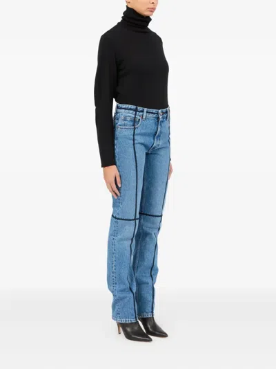 Mm6 Maison Margiela Mm6 By Maison Margiela Flared Blue Jeans With Contrasting Stitching