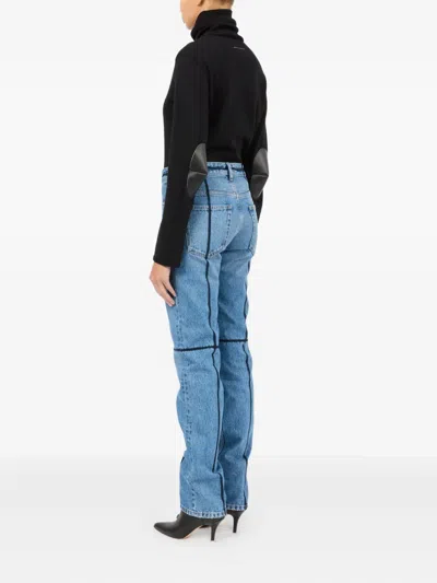 Mm6 Maison Margiela Mm6 By Maison Margiela Flared Blue Jeans With Contrasting Stitching