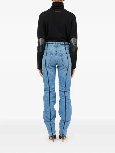 Mm6 Maison Margiela Mm6 By Maison Margiela Flared Blue Jeans With Contrasting Stitching