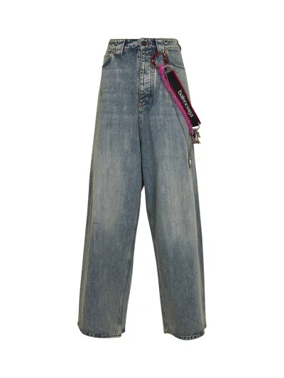 Balenciaga Wide-leg High Waist Jeans With Unique Accessory Chain