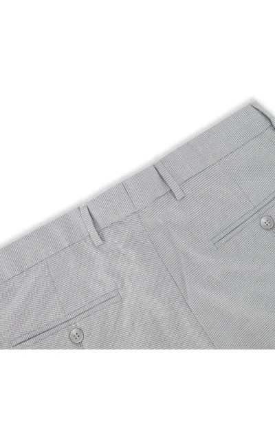 Victor Emmanuel Vince Flat Front Small Check Stretch Dress Pants In Gray