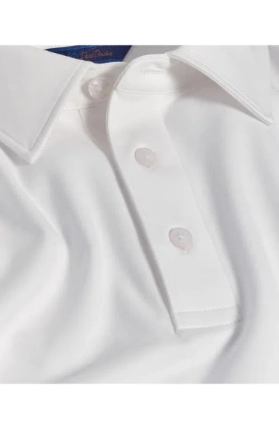 David Donahue Solid Interlock Cotton Polo In White