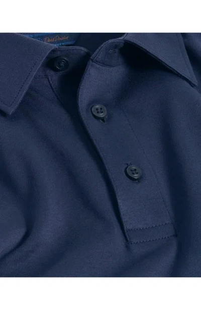 David Donahue Solid Interlock Cotton Polo In Blue