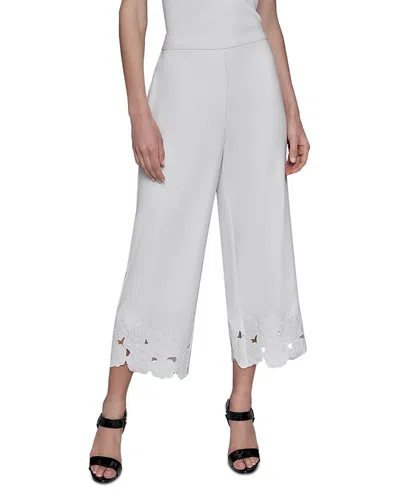 Karl Lagerfeld Womens Floral Hem Pull On Pants 0 14p In White