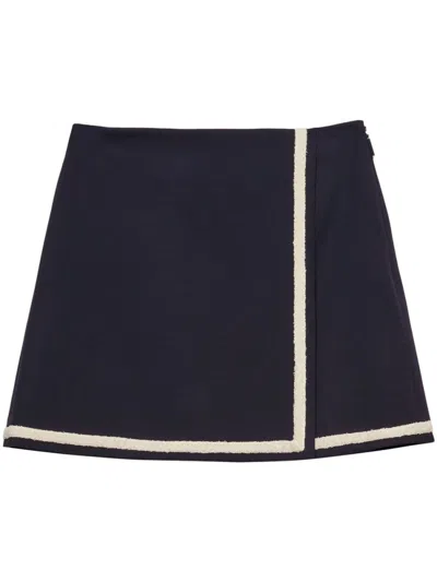 Msgm Wool Skirt With Button Detailing And Contrast Trim