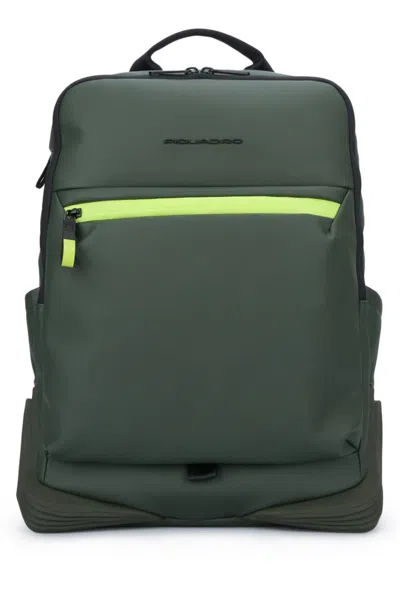 Piquadro Olive Logo Backpack In Green