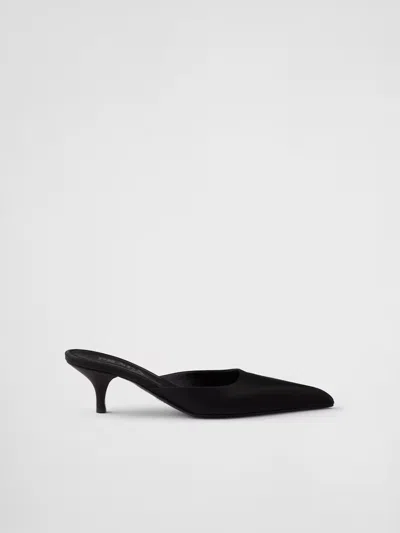 Prada Mule With Stiletto Heel And Pointed Toe In Black