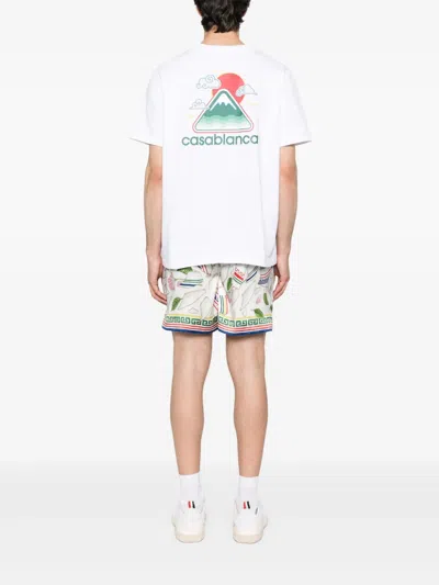 Casablanca Montagne Ondulée Logo-print Cotton-jersey T-shirt In White