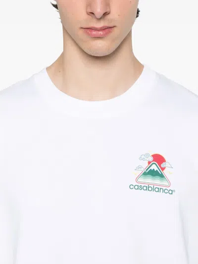 Casablanca Montagne Ondulée Logo-print Cotton-jersey T-shirt In White