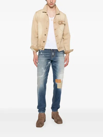 贴花细节棉牛仔裤