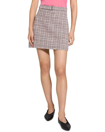 Theory Belted Cotton-blend Tweed Mini Skirt