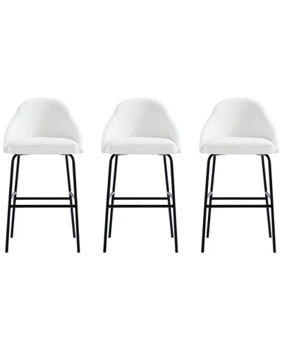 Manhattan Comfort Set Of 3 Gracie Modern Leatherette Barstools With Steel Legs