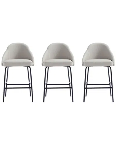 Manhattan Comfort Set Of 3 Gracie Modern Leatherette Barstools With Steel Legs