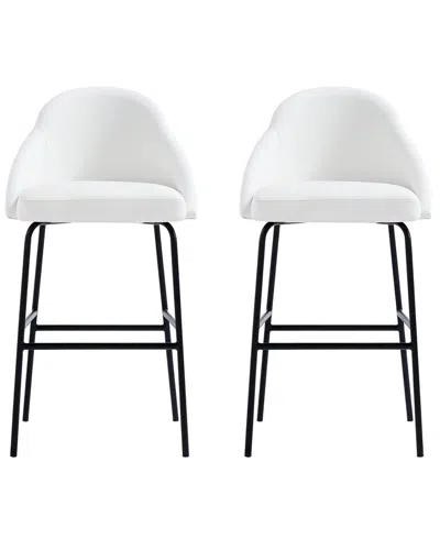 Manhattan Comfort Set Of 2 Gracie Modern Leatherette Barstools With Steel Legs