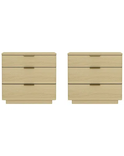 Manhattan Comfort Set Of 2 Payton Modern Nightstands With 6 Drawers In Neutral