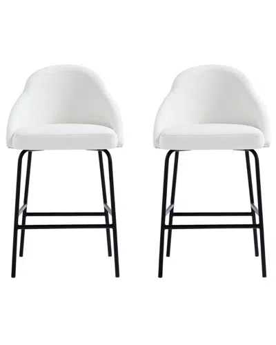 Manhattan Comfort Set Of 2 Gracie Modern Leatherette Barstools With Steel Legs