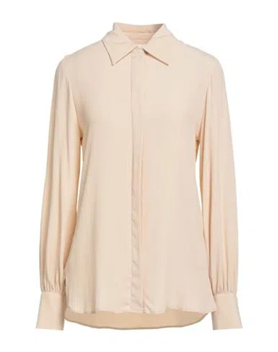 Ottod'ame Woman Shirt Beige Size 12 Acetate, Silk