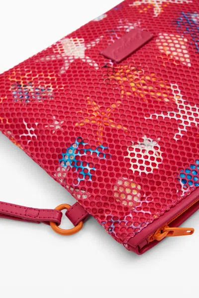 Desigual Medium Star Texture Wallet In Red