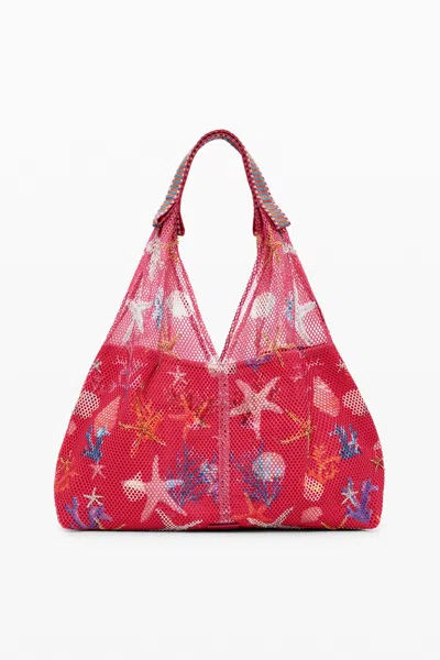 Desigual Print Embellished Net Shopper