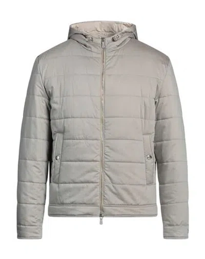 Eleventy Man Puffer Light Grey Size 48 Cotton, Silk