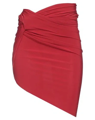 Jacquemus Draped Asymmetric Mini Skirt In Red