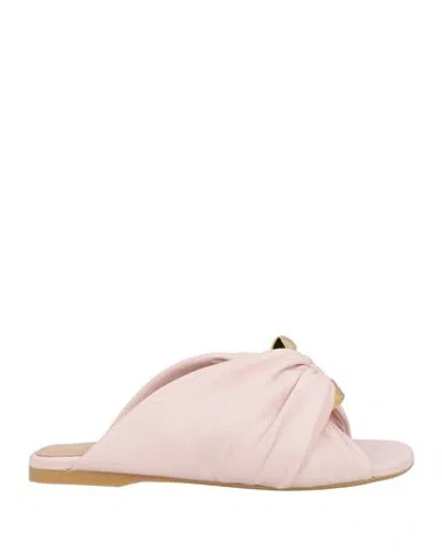 Jw Anderson Twist Chain Leather Slide Sandals In Pink