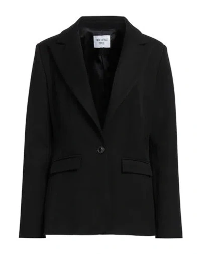 Face To Face Style Woman Blazer Black Size 8 Pes, Viscose, Elastane