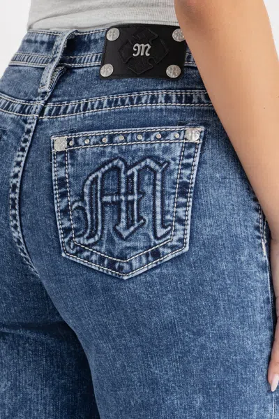 Miss Me Going Rouge Wide Leg Jeans In Vintage Blue