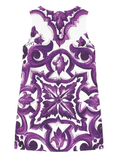 Dolce & Gabbana Majolica-print Sleeveless Dress In Purple