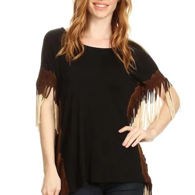 T Party Dip Dye Fringe Top In Black In Black