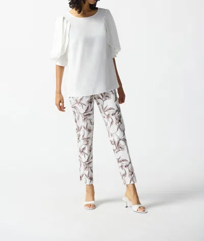 Joseph Ribkoff Scoopneck Blouse With Pleated Sleeves In Vanilla