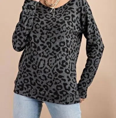 143 Story Leopard Knit Top In Gray/black