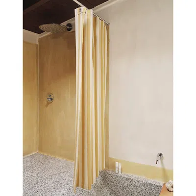 Ferm Living Warm Yellow Parchment Chambray Cotton Shower Curtain In Multi