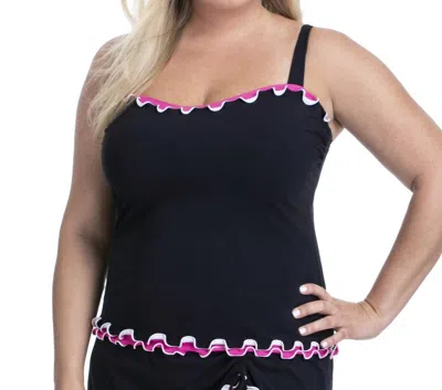 Profile By Gottex Shirred Tankini Top - Plus In Tutti Frutti Black And Pink