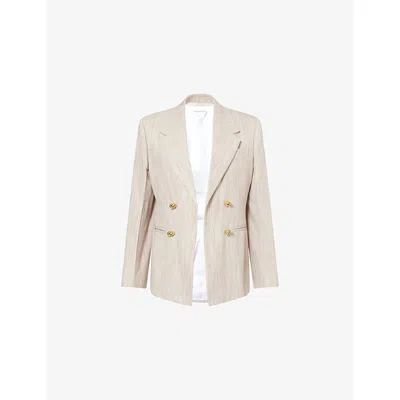 Bottega Veneta Womens Grey Putty Knot Notch-lapels Woven Blazer In Neutral